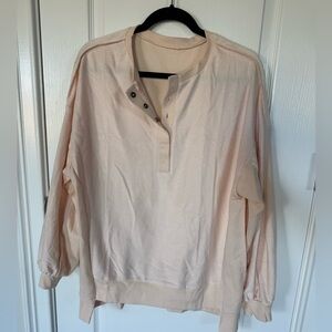 Light Peach Henley Pullover Sweatshirt Size M